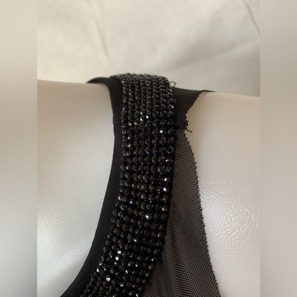 Maje black illusion neckline dress with rhinestones, size 1 (XS-S) - Picture 6 of 8